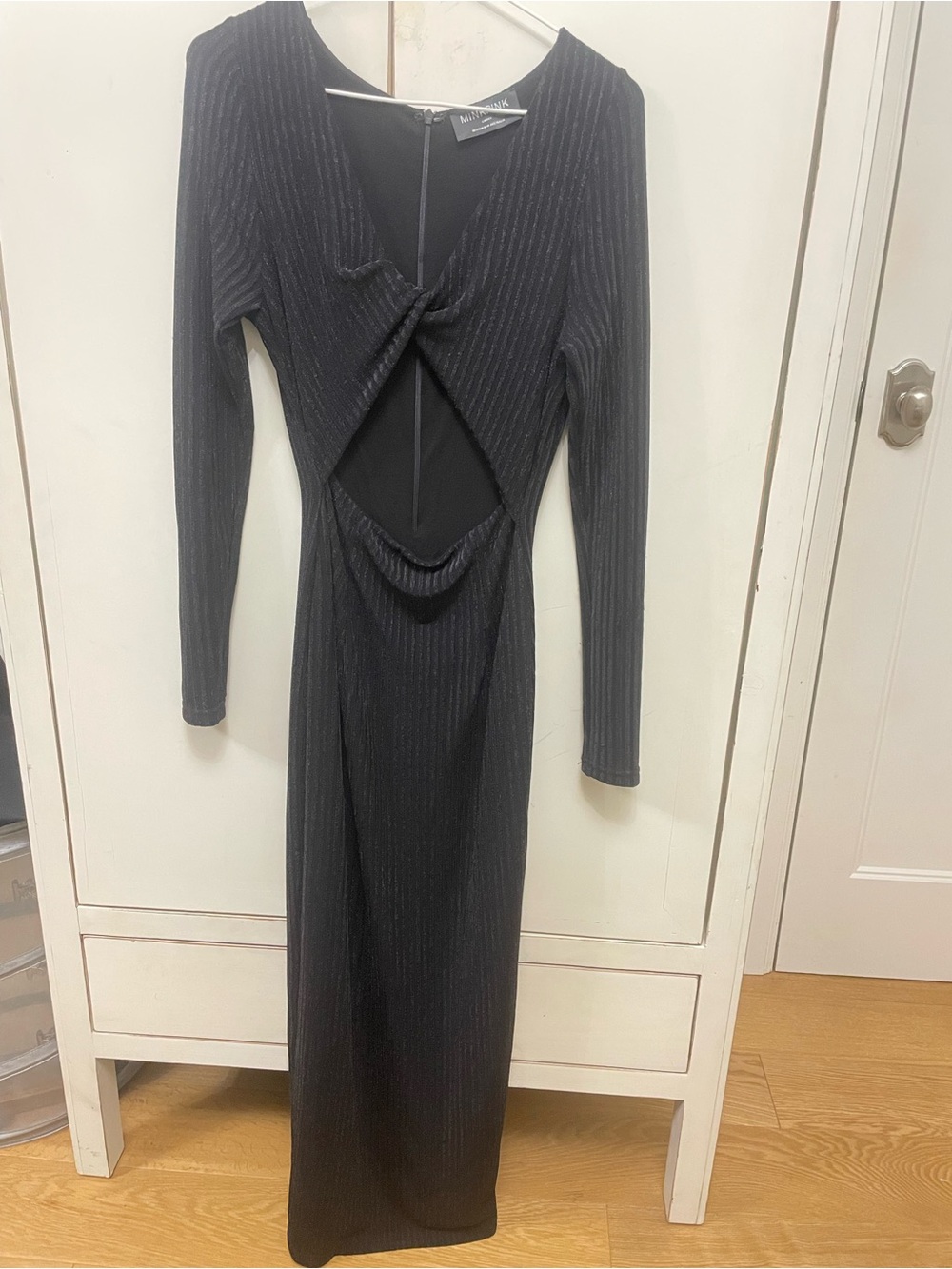 MINKPINK Black Long-Sleeve Twist Cutout Maxi Dress